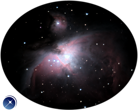 Picture of the Orion Nebula observed with the eVscope from Pourrière, South of France (magnification x 50).