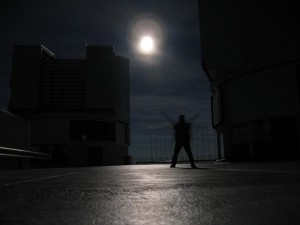 The VLTruvian man (a self-portrait on a full moon night in Paranal).