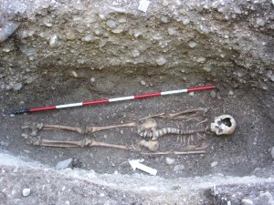 The human skeleton found below the mound close to Savalons (credit University of Udine).