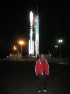 The Delta II rocket with WISE in the fairing after the service tower was rolled back the night before the launch.